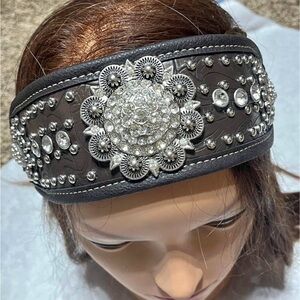 Western cowgirl motorcycle leather headband NWT